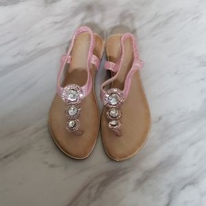 Qianbailv sandal gems rhinestone pink womans